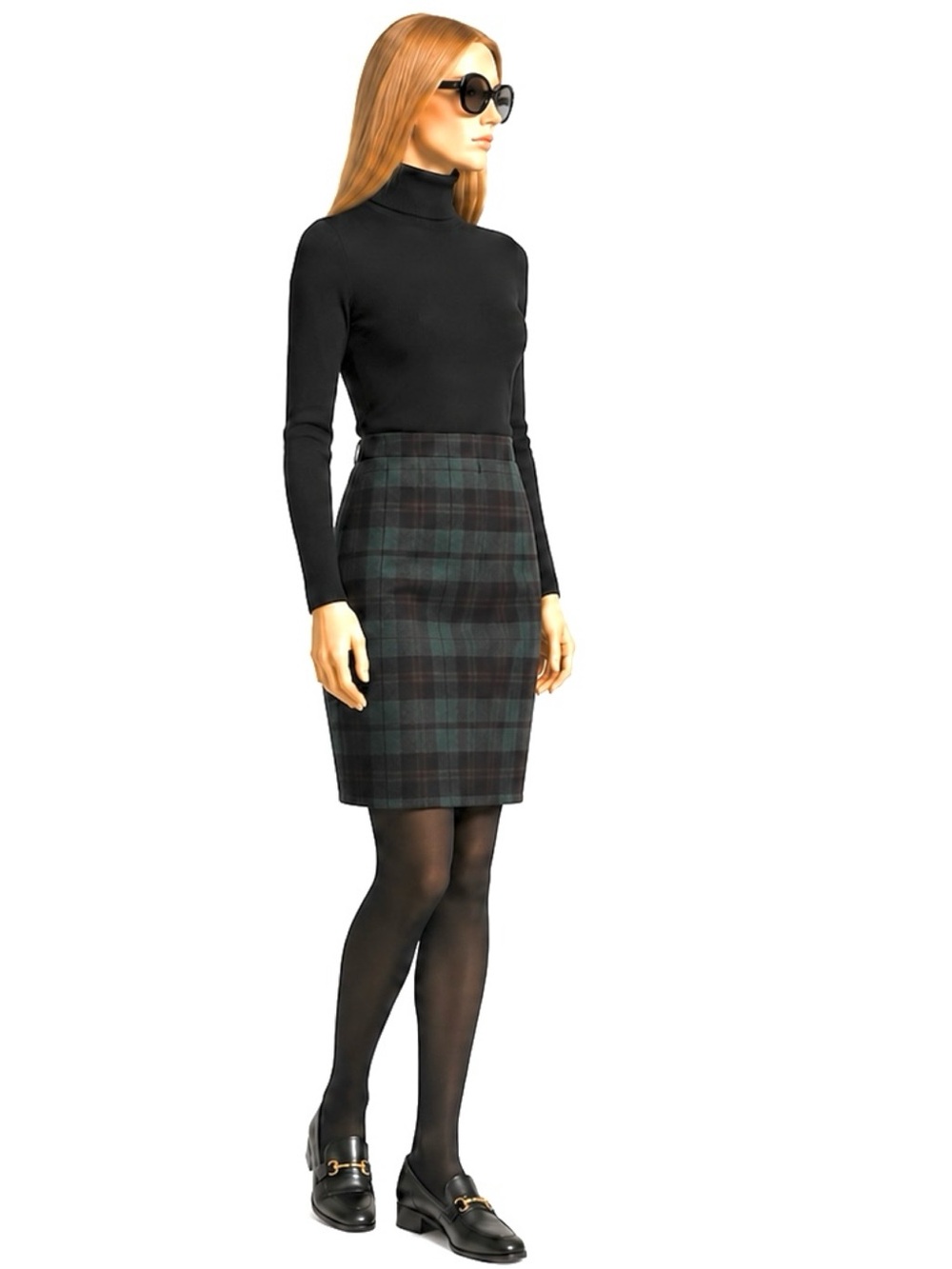 J.Crew Tartan Plaid Pencil Skirt Size 6 Green Navy Preppy Classic Dark Academia - Picture 4 of 9